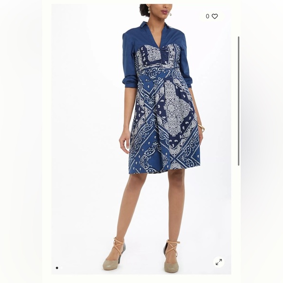 ANTHROPOLOGIE Holding Horses Flared Bandana Western Shirtdress Size 0 - Picture 15 of 16
